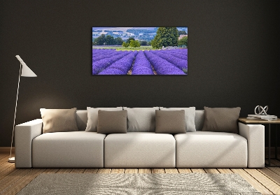 Glass art picture Lavender field