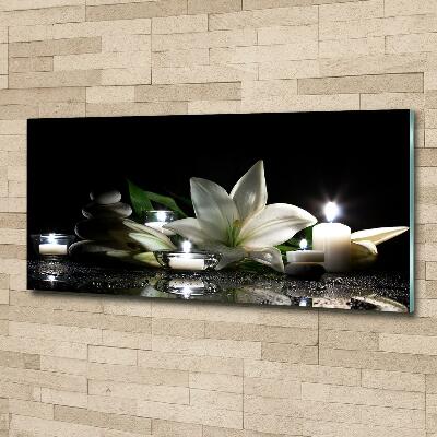 Wall art on glass White lily