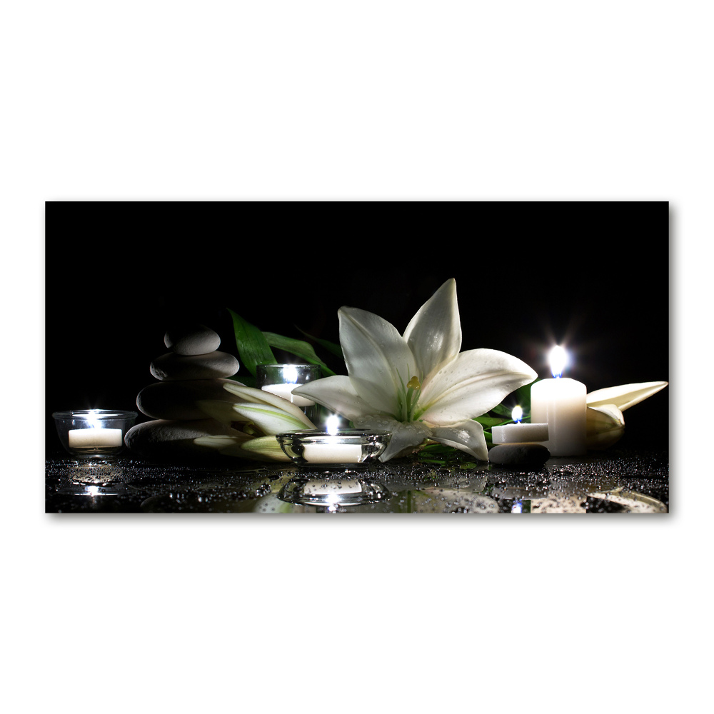 Wall art on glass White lily