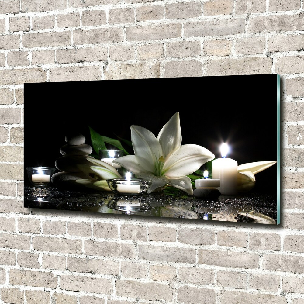 Wall art on glass White lily