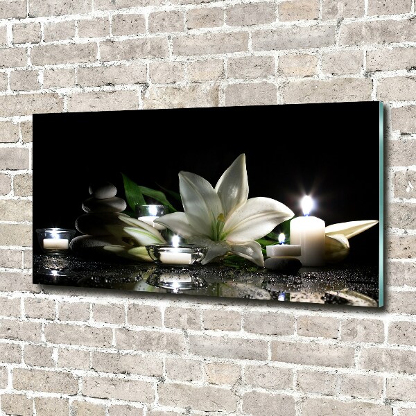 Wall art on glass White lily