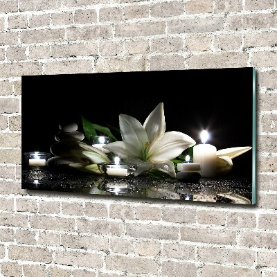 Wall art on glass White lily