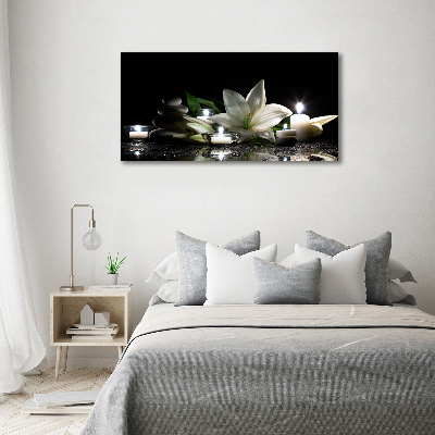 Wall art on glass White lily