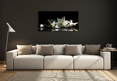 Wall art on glass White lily