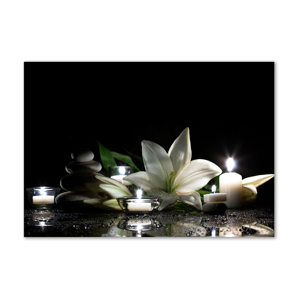 Wall art on glass White lily