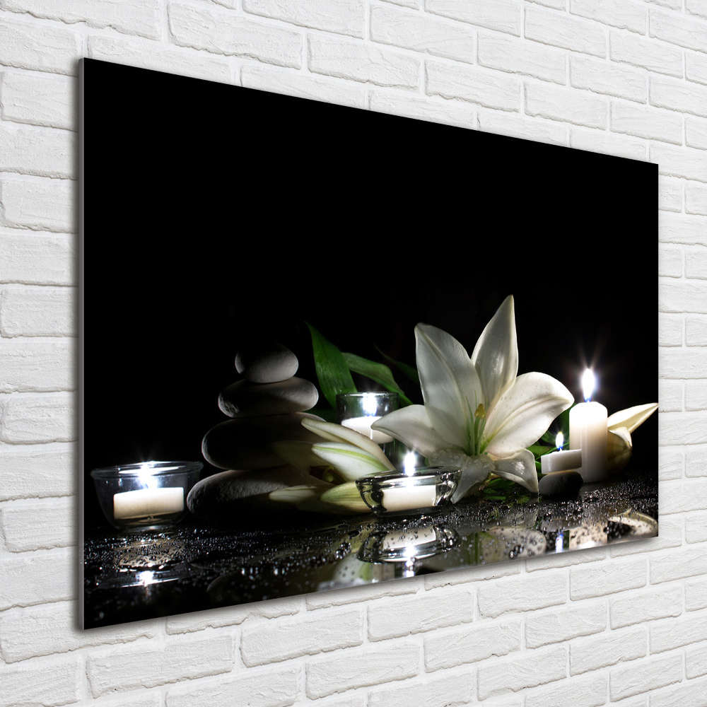 Wall art on glass White lily