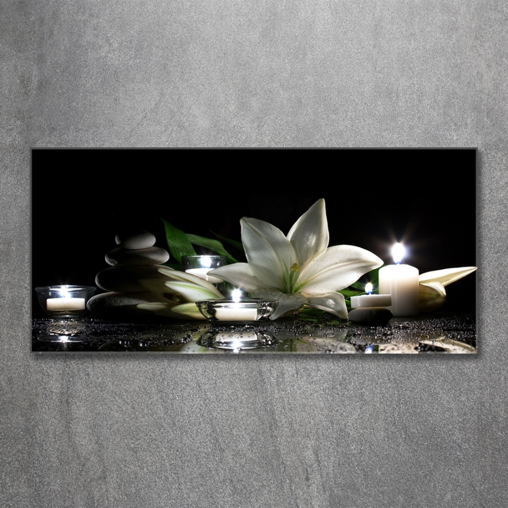 Wall art on glass White lily