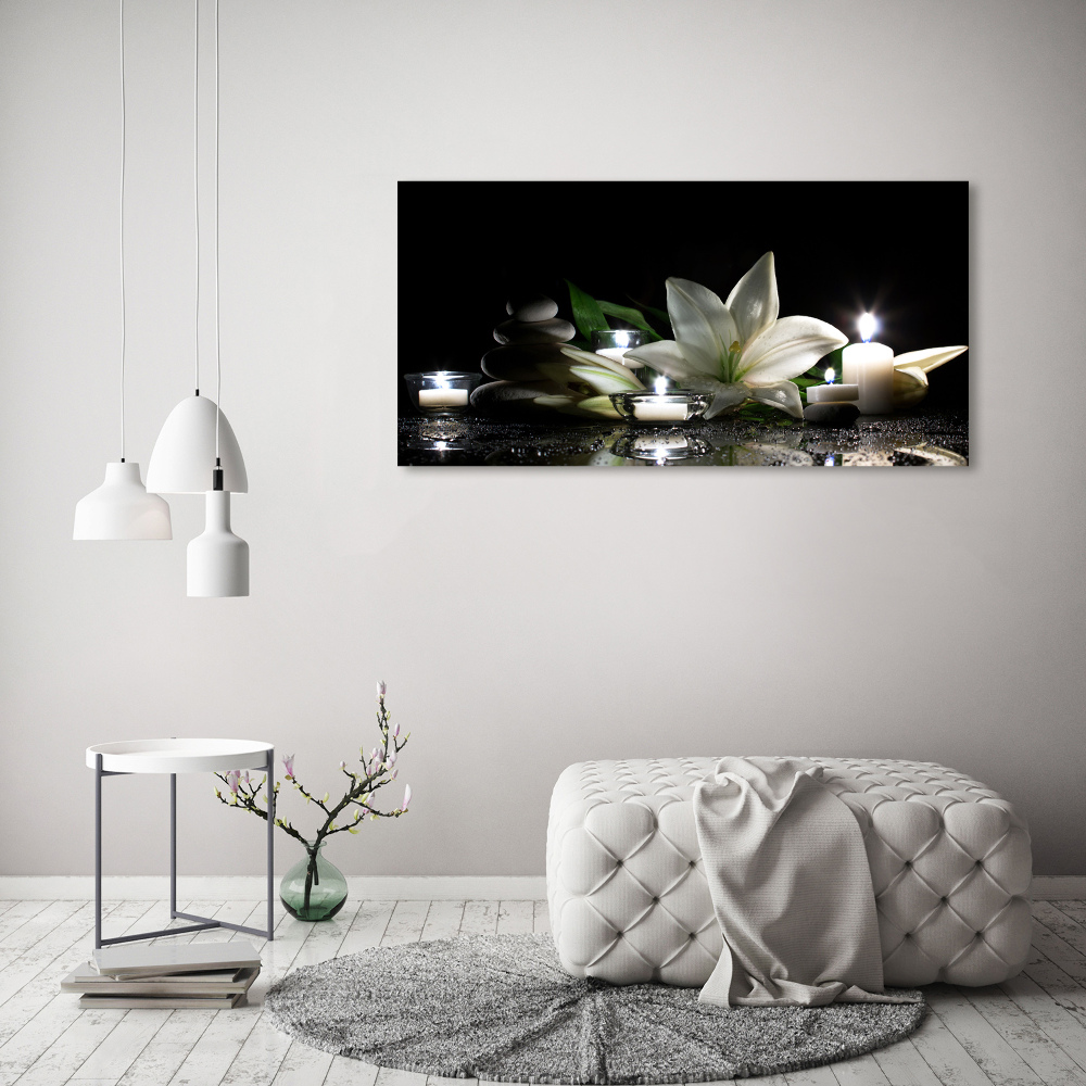 Wall art on glass White lily