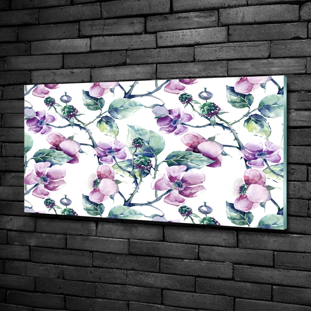 Glass art print Blackberry flowers