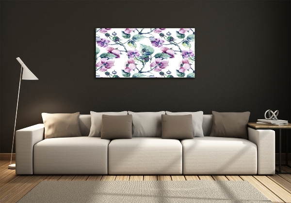 Glass art print Blackberry flowers