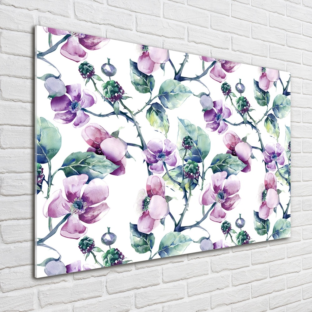 Glass art print Blackberry flowers