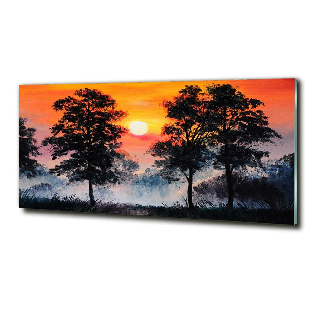 Glass art picture Sunset forest