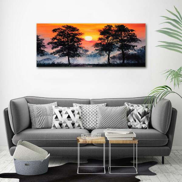 Glass art picture Sunset forest