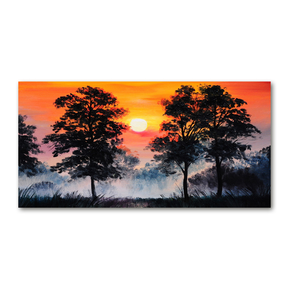 Glass art picture Sunset forest