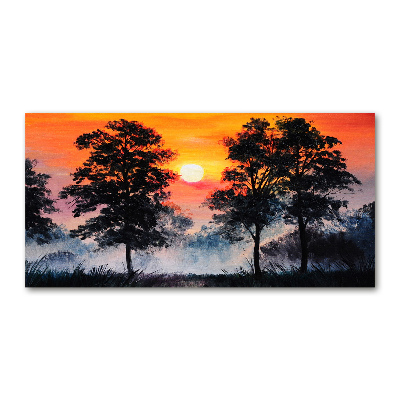 Glass art picture Sunset forest