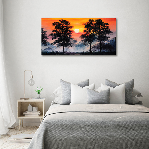 Glass art picture Sunset forest