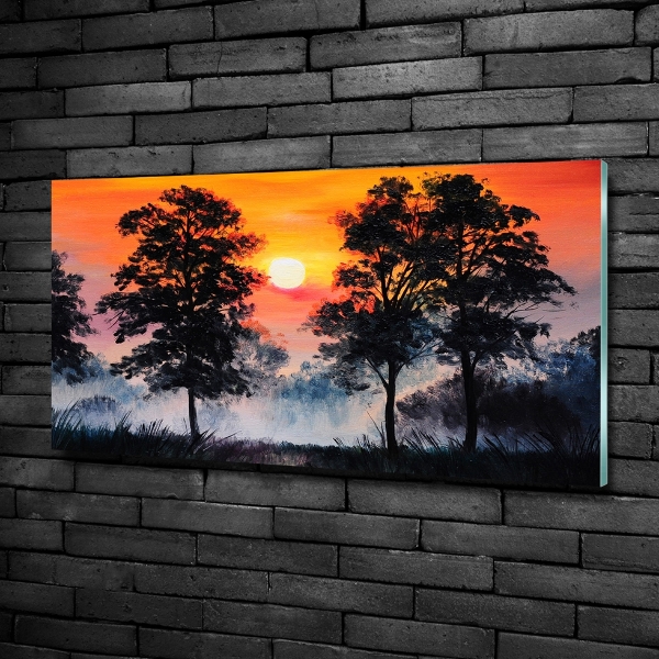 Glass art picture Sunset forest