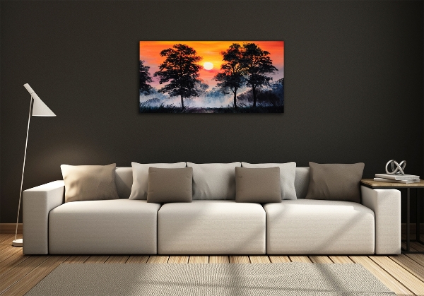 Glass art picture Sunset forest