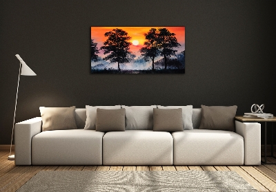 Glass art picture Sunset forest