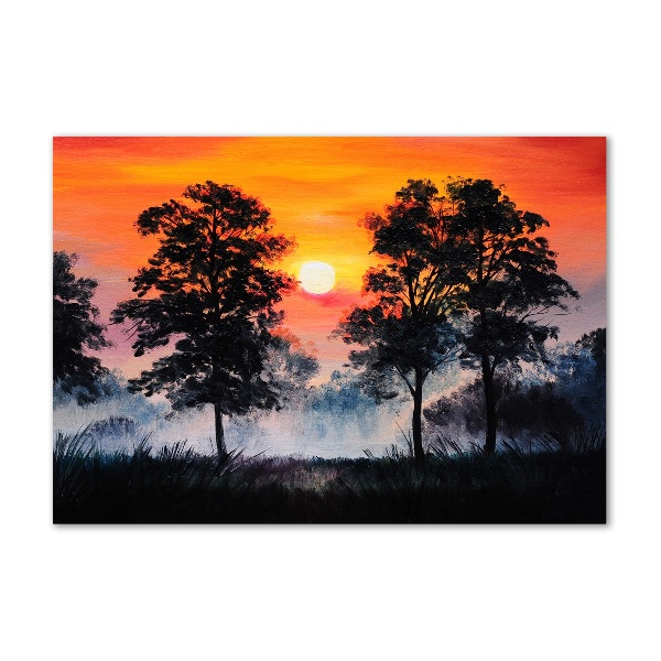 Glass art picture Sunset forest