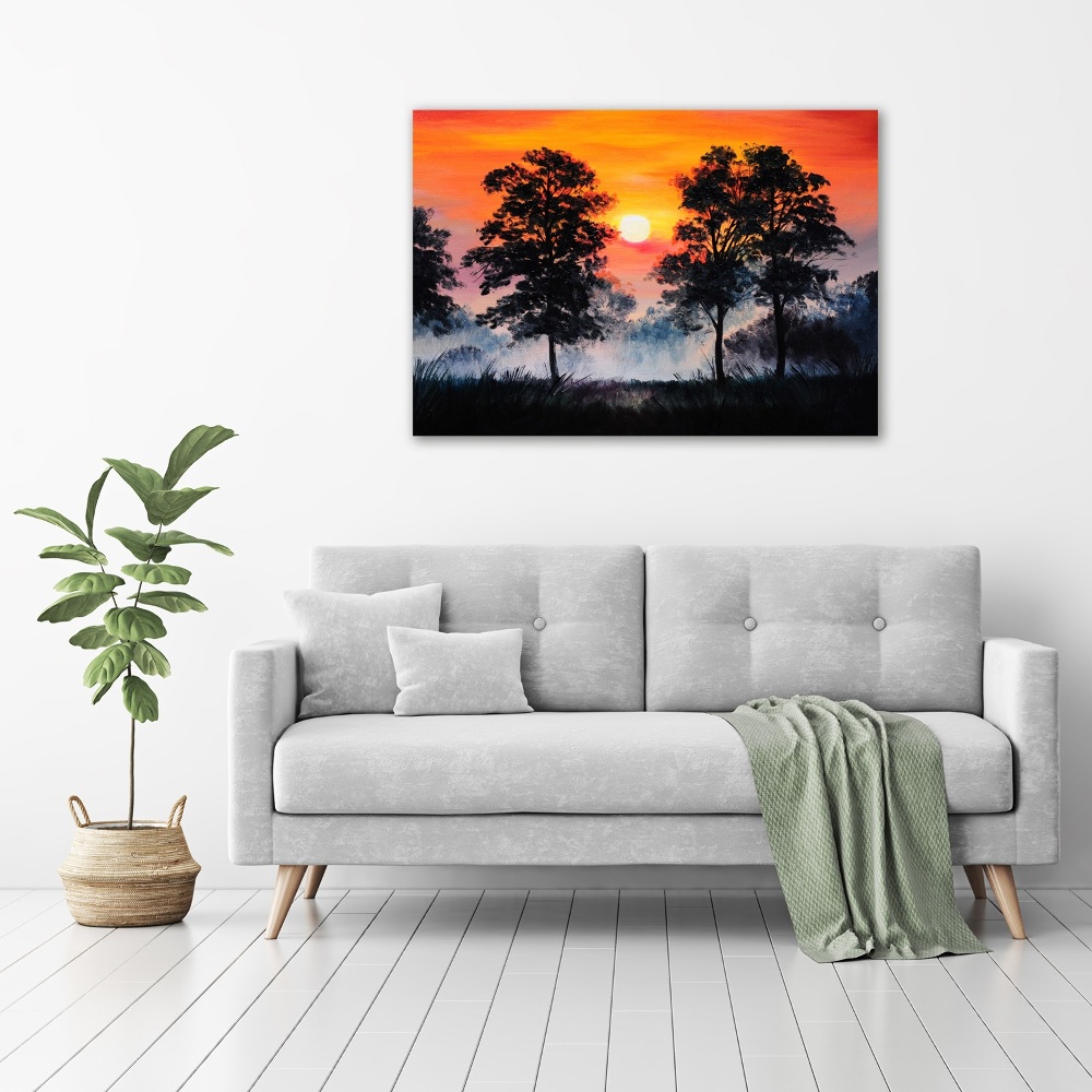 Glass art picture Sunset forest