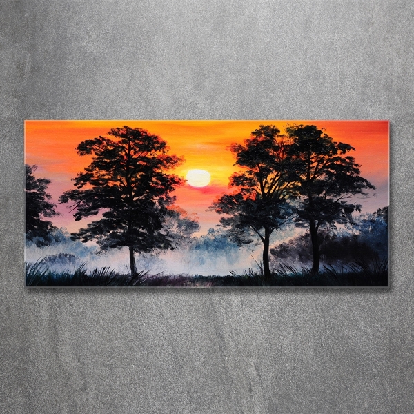 Glass art picture Sunset forest