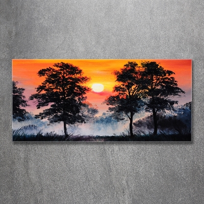 Glass art picture Sunset forest