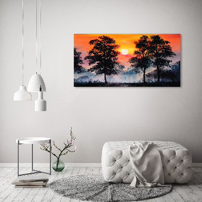 Glass art picture Sunset forest