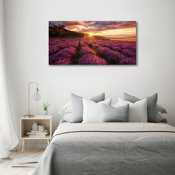 Glass art picture Lavender field