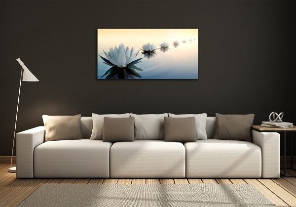 Wall art on glass Lotos flowers