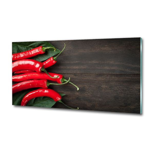 Glass wall art Chilli peppers