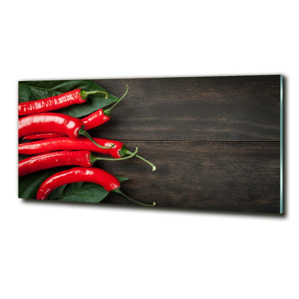 Glass wall art Chilli peppers