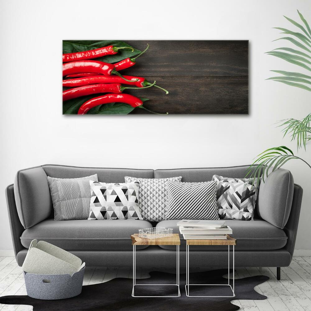 Glass wall art Chilli peppers