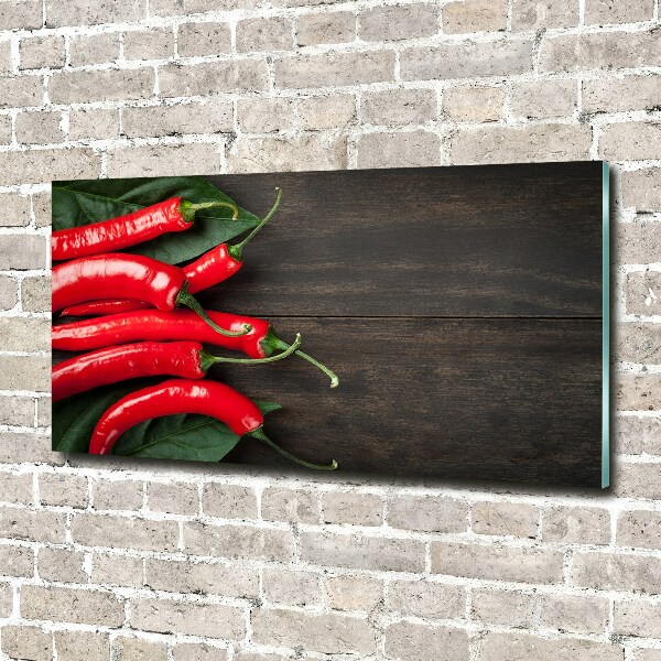 Glass wall art Chilli peppers