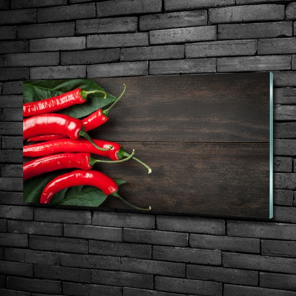 Glass wall art Chilli peppers