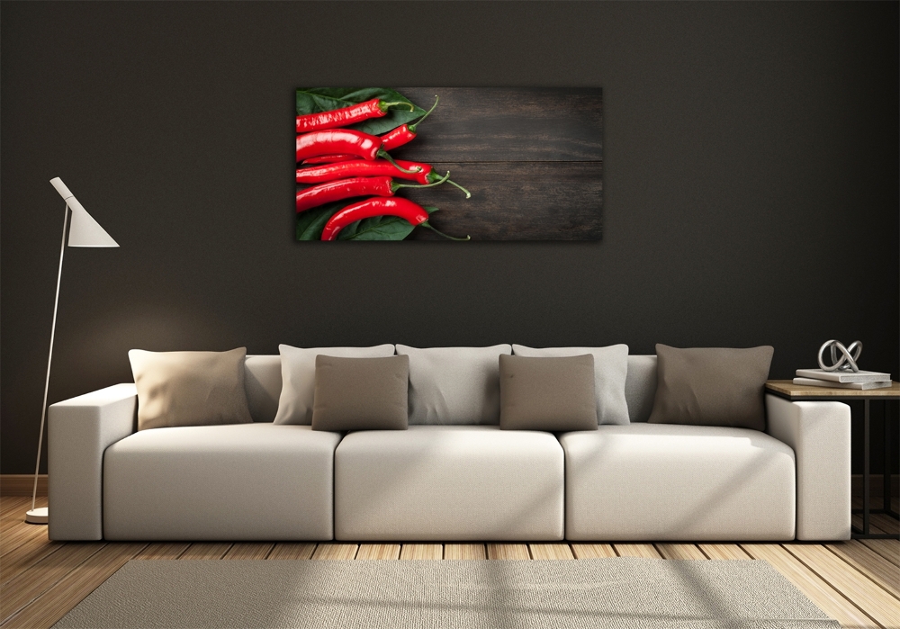 Glass wall art Chilli peppers