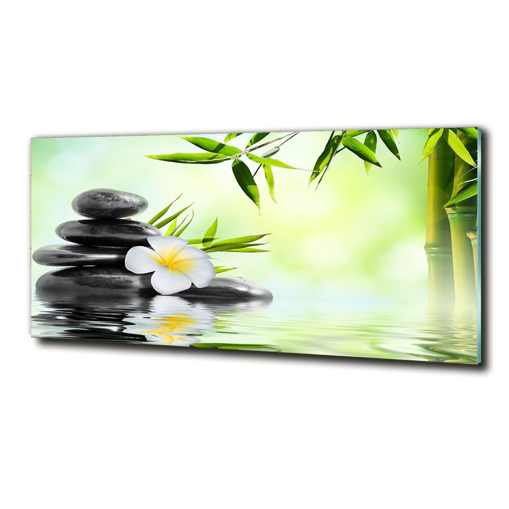 Glass wall art Orchid and bamboo