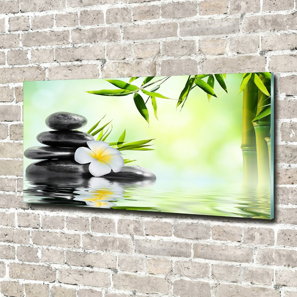 Glass wall art Orchid and bamboo