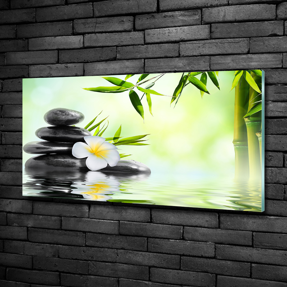 Glass wall art Orchid and bamboo