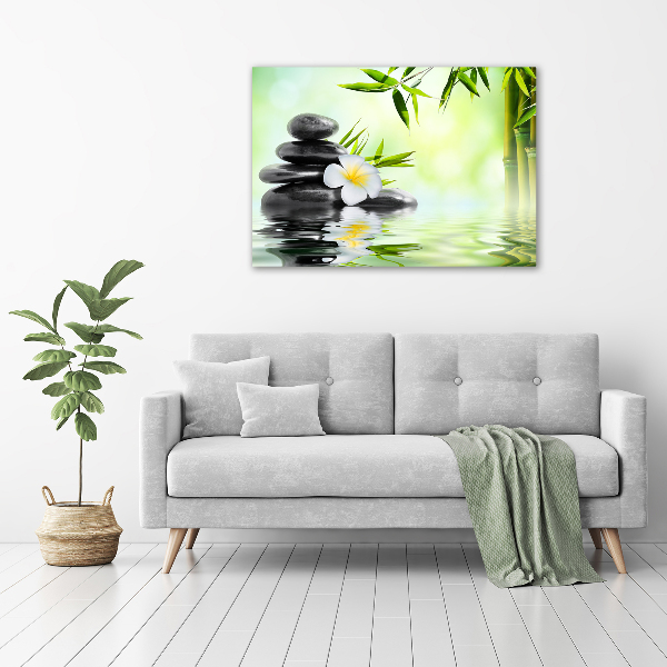 Glass wall art Orchid and bamboo