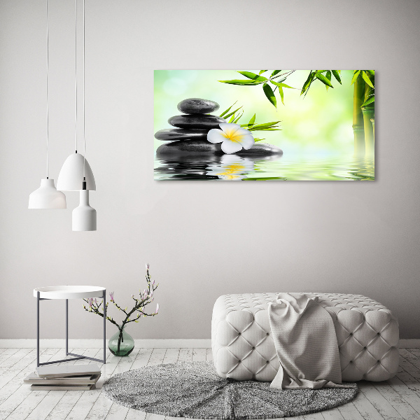 Glass wall art Orchid and bamboo