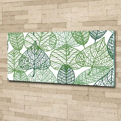 Wall art on glass Green leaves pattern