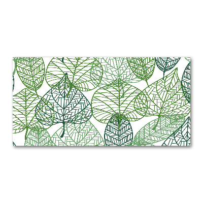 Wall art on glass Green leaves pattern