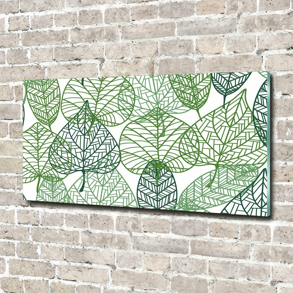 Wall art on glass Green leaves pattern