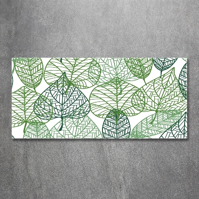 Wall art on glass Green leaves pattern