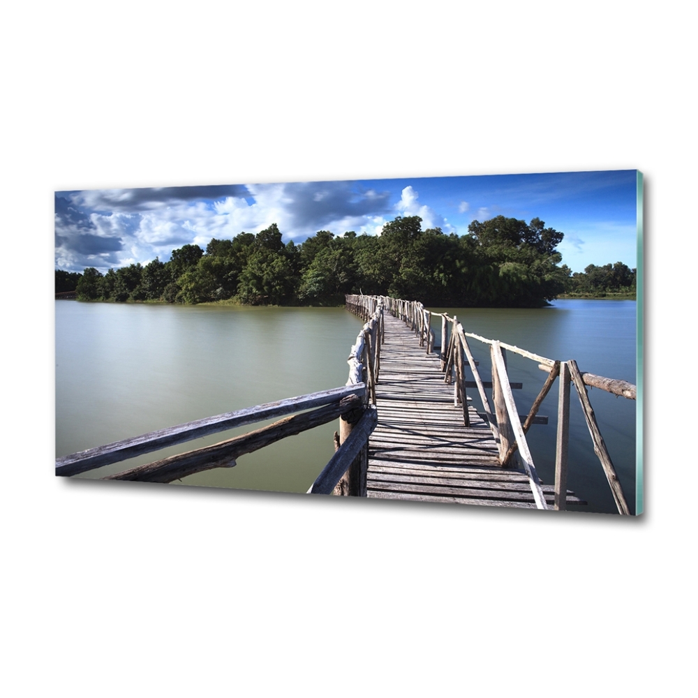 Glass art picture Wooden bridge