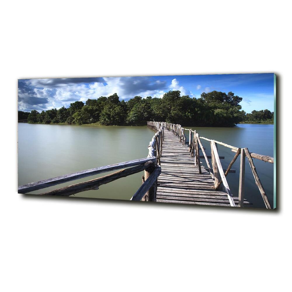 Glass art picture Wooden bridge