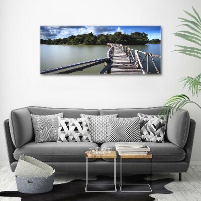 Glass art picture Wooden bridge