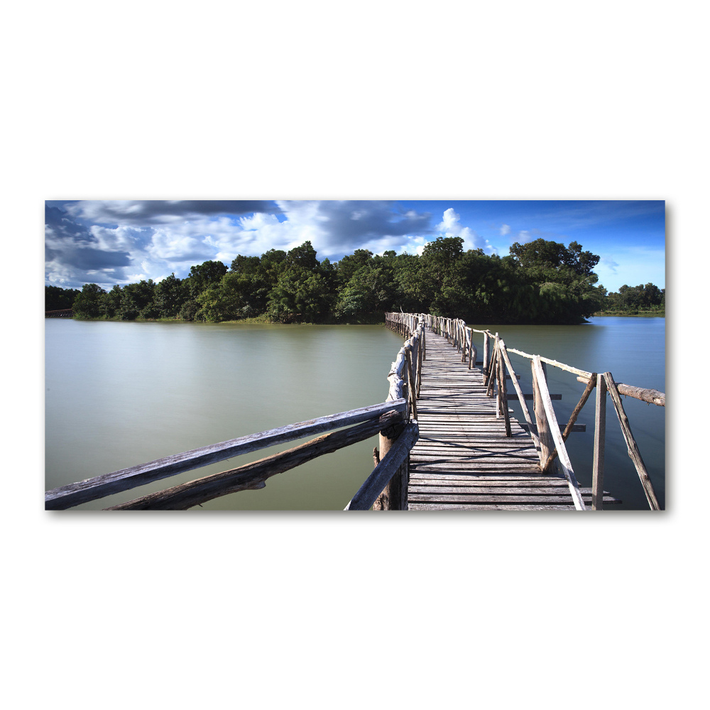 Glass art picture Wooden bridge