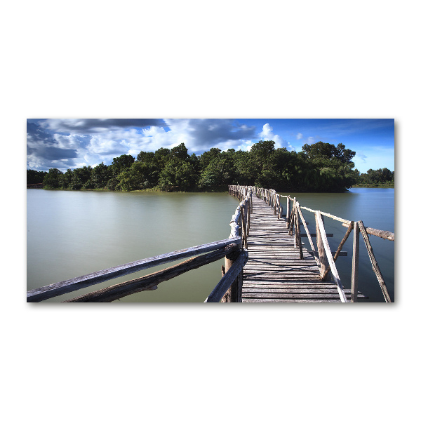 Glass art picture Wooden bridge